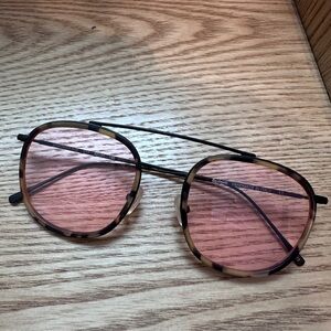 Illesteva Mykonos Ace Matte Tortoise Dusty Pink See Through Lenses